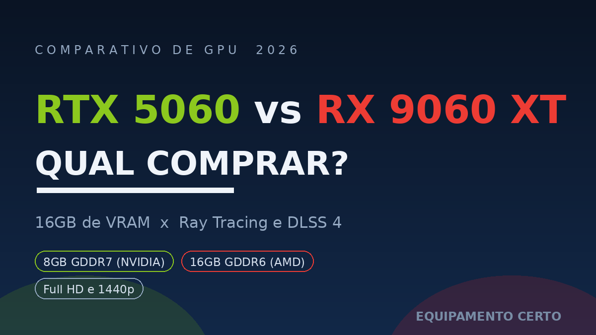 RTX 5060 vs RX 9060 XT: Qual Placa de Vídeo Comprar em 2026?